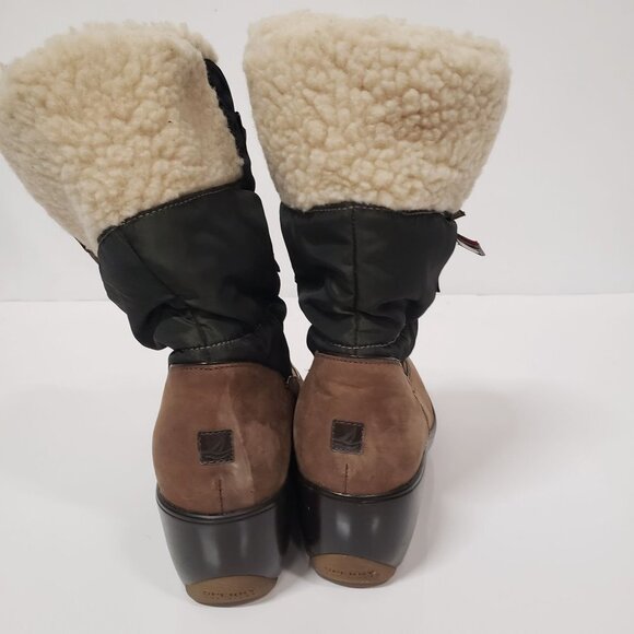 Sperry Top-Sider Weatherproof Suede Leather Sherpa Lined Wedge‎ Boots - Size - Picture 6 of 9